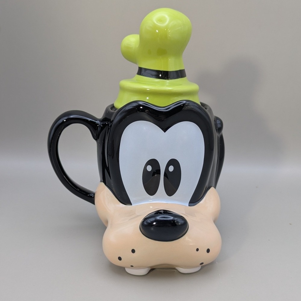 Disney Goofy 90 Years Celebrating 3D Sculpted 11oz Stoneware Mug with Hat Lid